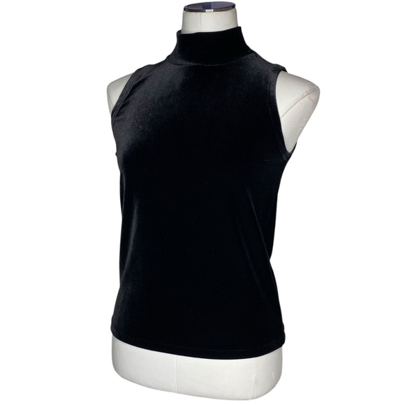 J. Crew Black Velvet Mock Neck Tank Top - Picture 4 of 8